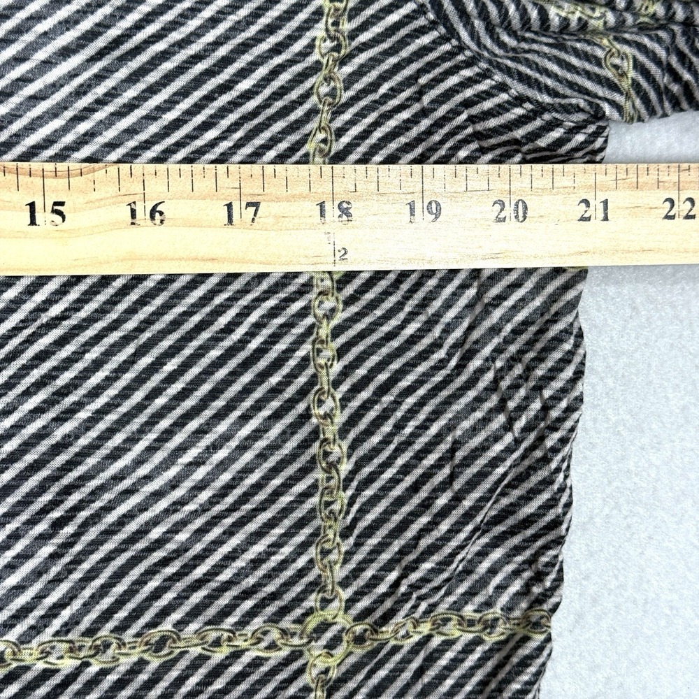 David Cline Top Womens XL Chain Stripe Snap Front Blouse Artsy‎ Preppy USA Made - Picture 11 of 13
